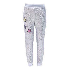 Lola and the Boys SILVER SEQUIN STAR JOGGERS- NWT